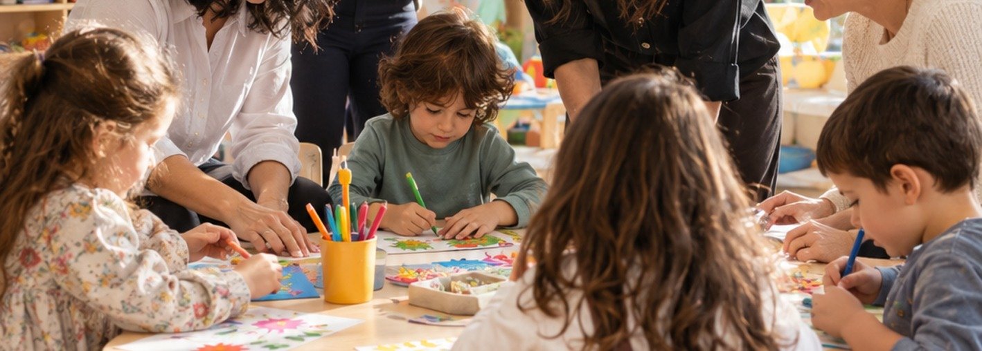 Lümen Anaokulu eğitim kadromuz sınıfta çocuklarla çalışırken