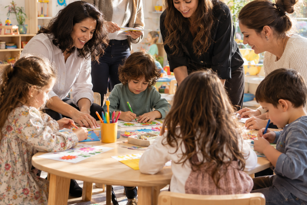 Çocuk merkezli eğitim anlayışıyla sınıfta çocuğu dinleyen öğretmen