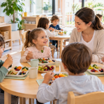 Yemek saatinde sağlıklı yemek alışkanlıkları kazanan çocuklar